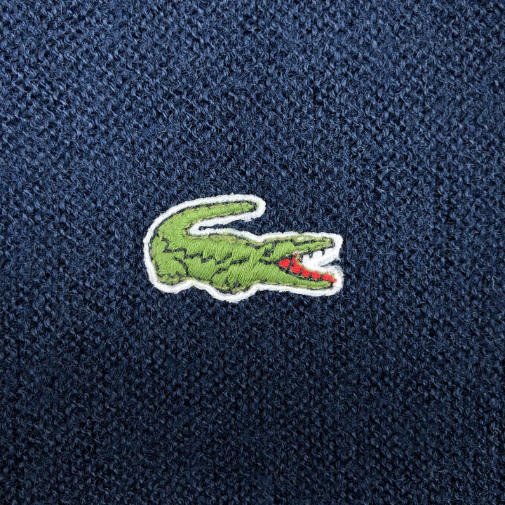 80s-90'S Lacoste IZOD Acrylic Knit Cardigan Made in USA Men's L Size Vintage Oron Acrylic navy blue type Vintage Second Hand