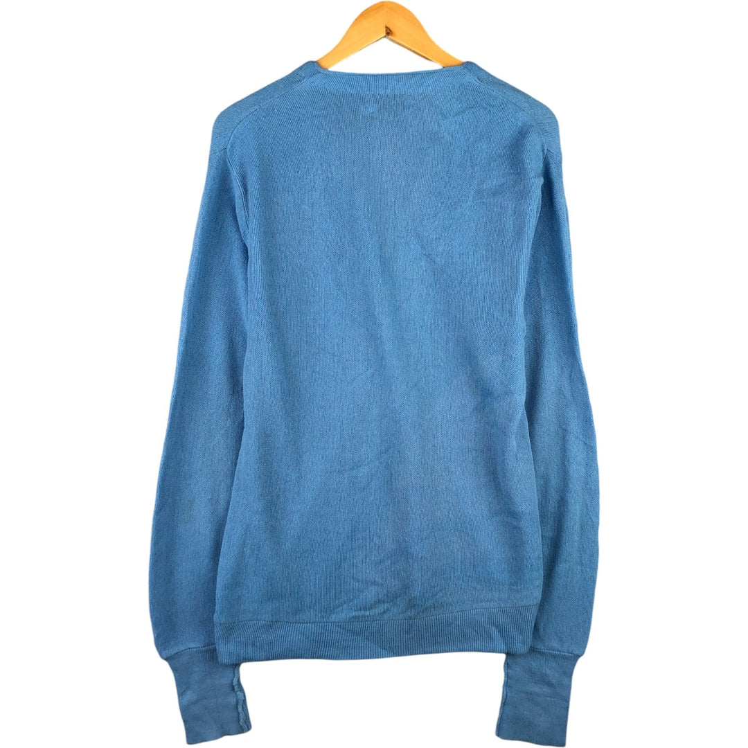 70'S Lacoste IZOD acrylic knit cardigan, men's size L, vintage unclear Blue type light blue Vintage Second Hand