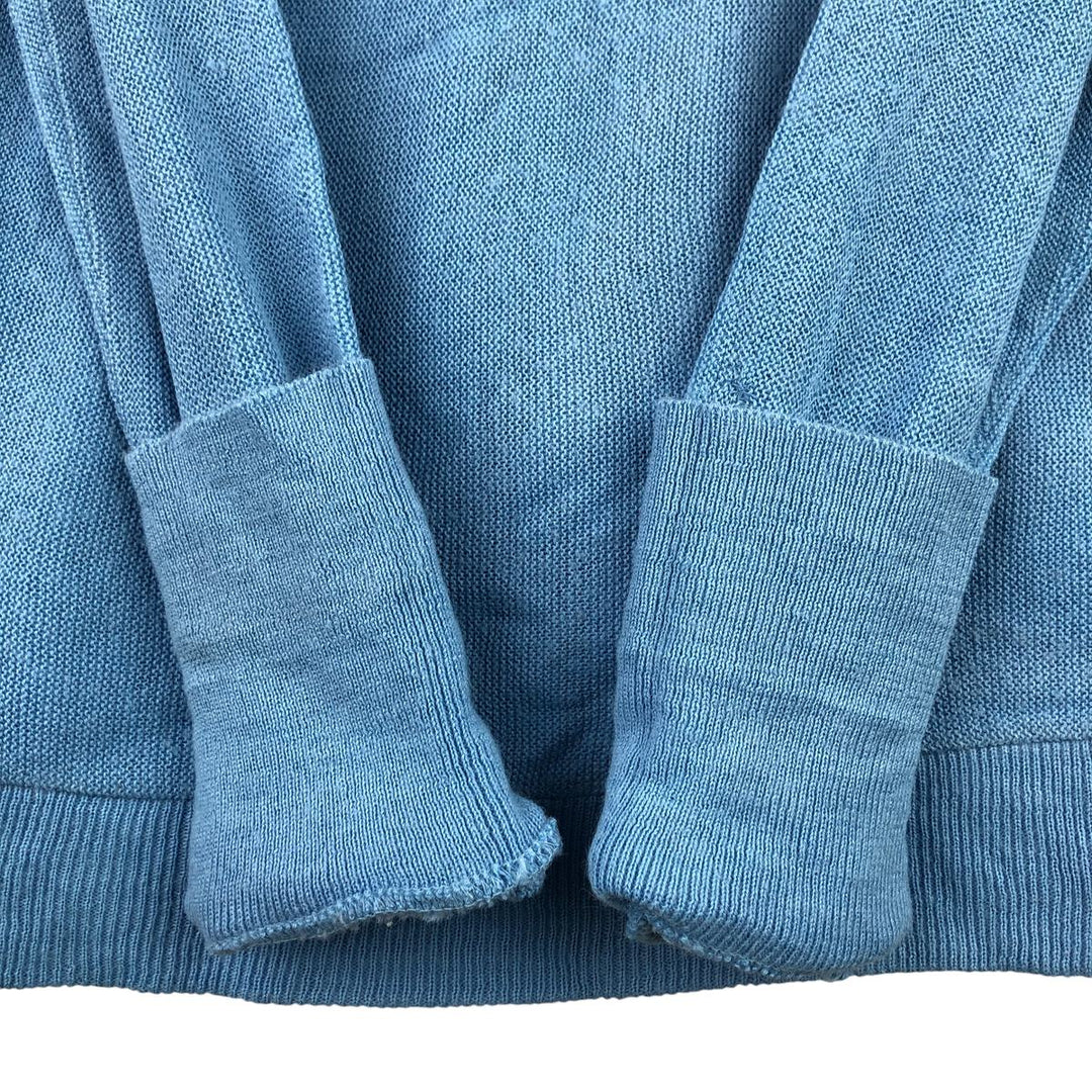 70'S Lacoste IZOD acrylic knit cardigan, men's size L, vintage unclear Blue type light blue Vintage Second Hand