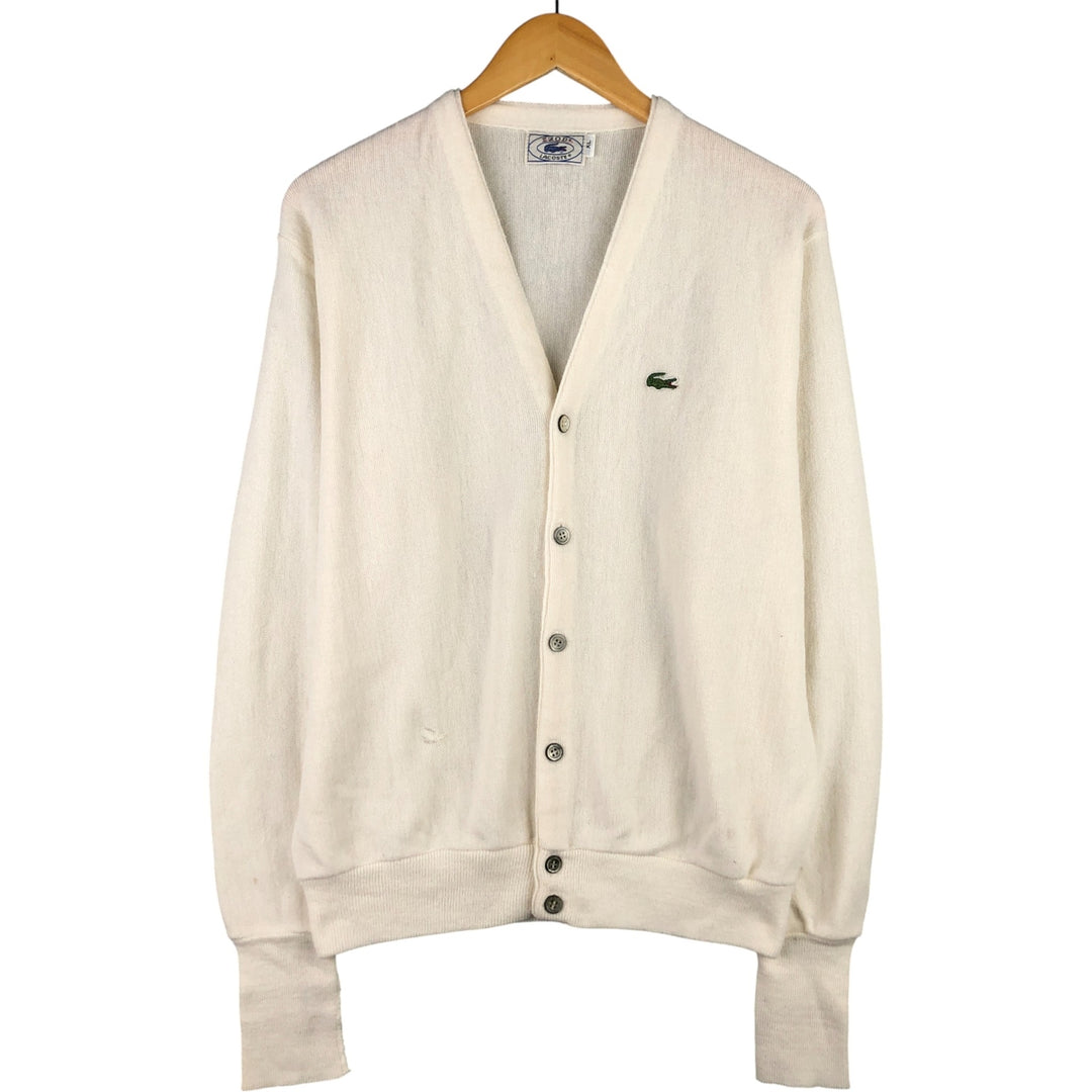 Vintage 70s-80'S Lacoste IZOD acrylic knit cardigan, men's size XL Oron Acrylic ivory Vintage Second Hand