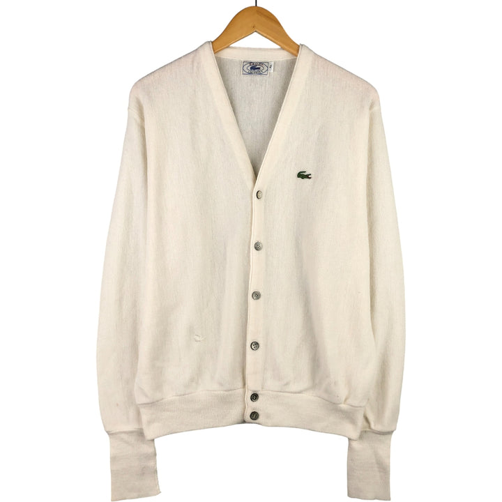 Vintage 70s-80'S Lacoste IZOD acrylic knit cardigan, men's size XL Oron Acrylic ivory Vintage Second Hand