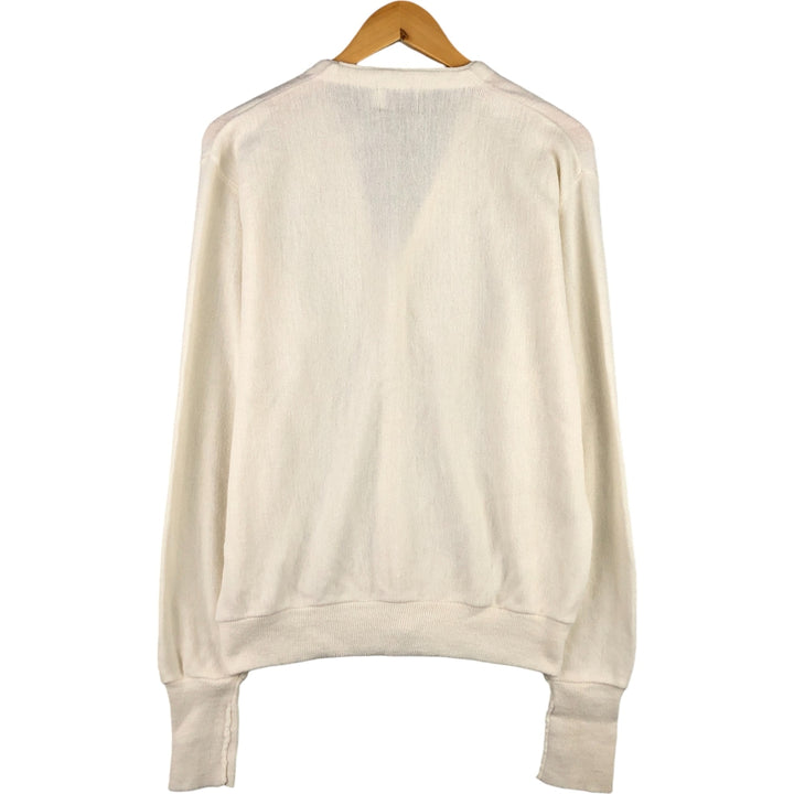 Vintage 70s-80'S Lacoste IZOD acrylic knit cardigan, men's size XL Oron Acrylic ivory Vintage Second Hand