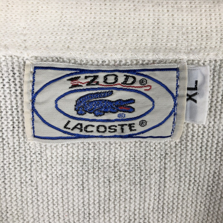 Vintage 70s-80'S Lacoste IZOD acrylic knit cardigan, men's size XL Oron Acrylic ivory Vintage Second Hand