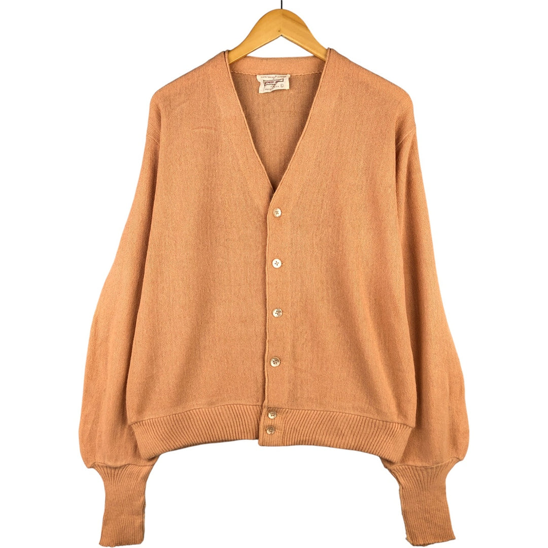 Vintage 1970'S Lord Jeff acrylic knit cardigan, made in the USA, size L, men's Oron Acrylic orange type Vintage Second Hand