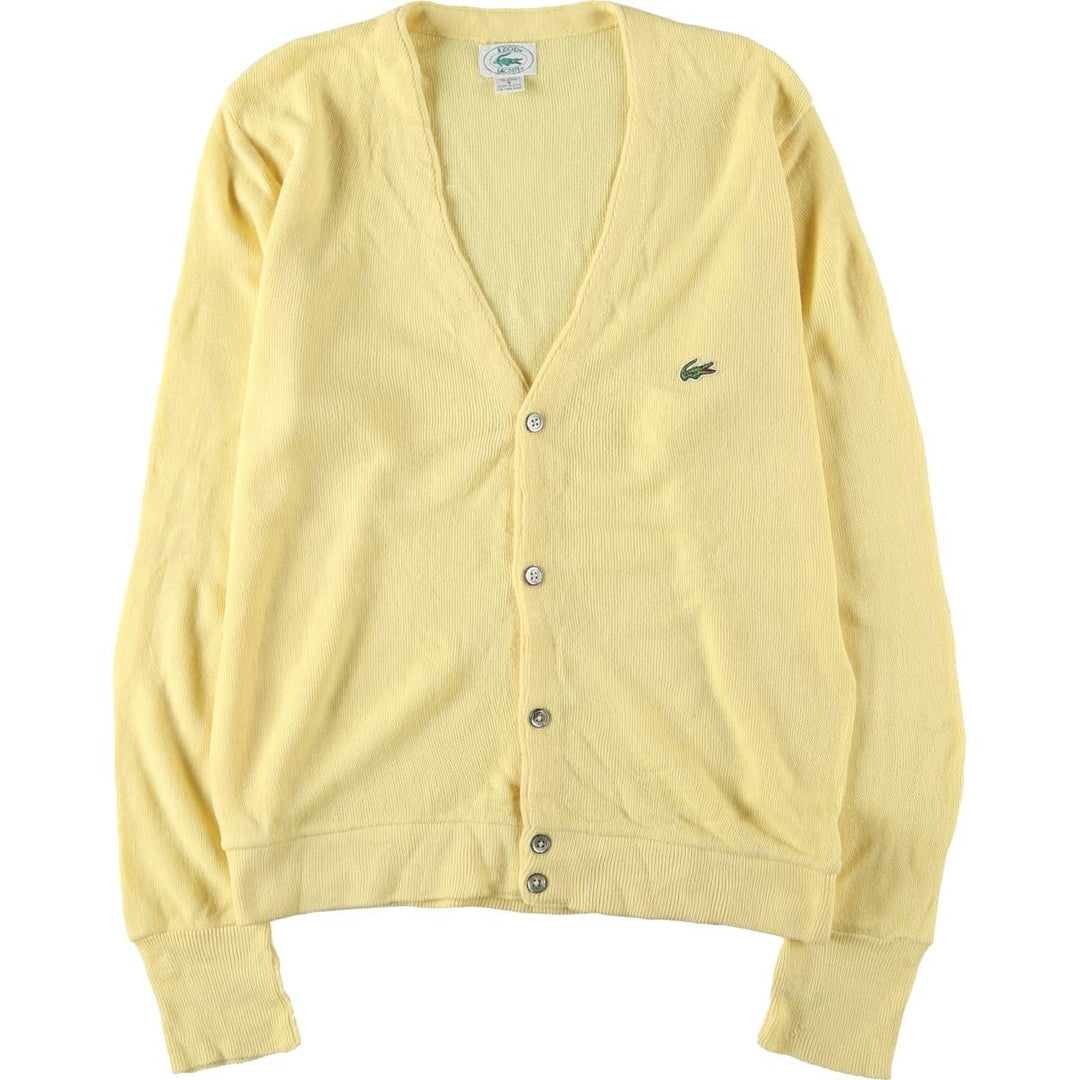 80s-90'S Lacoste IZOD Acrylic Knit Cardigan Made in USA Men's S Size Vintage acrylic lemon yellow Vintage Second Hand