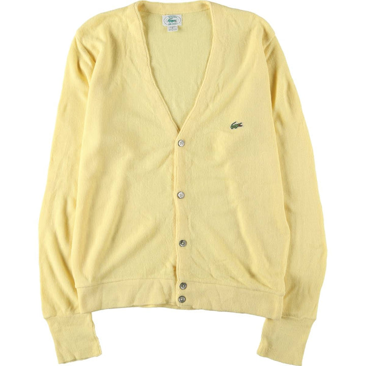80s-90'S Lacoste IZOD Acrylic Knit Cardigan Made in USA Men's S Size Vintage acrylic lemon yellow Vintage Second Hand