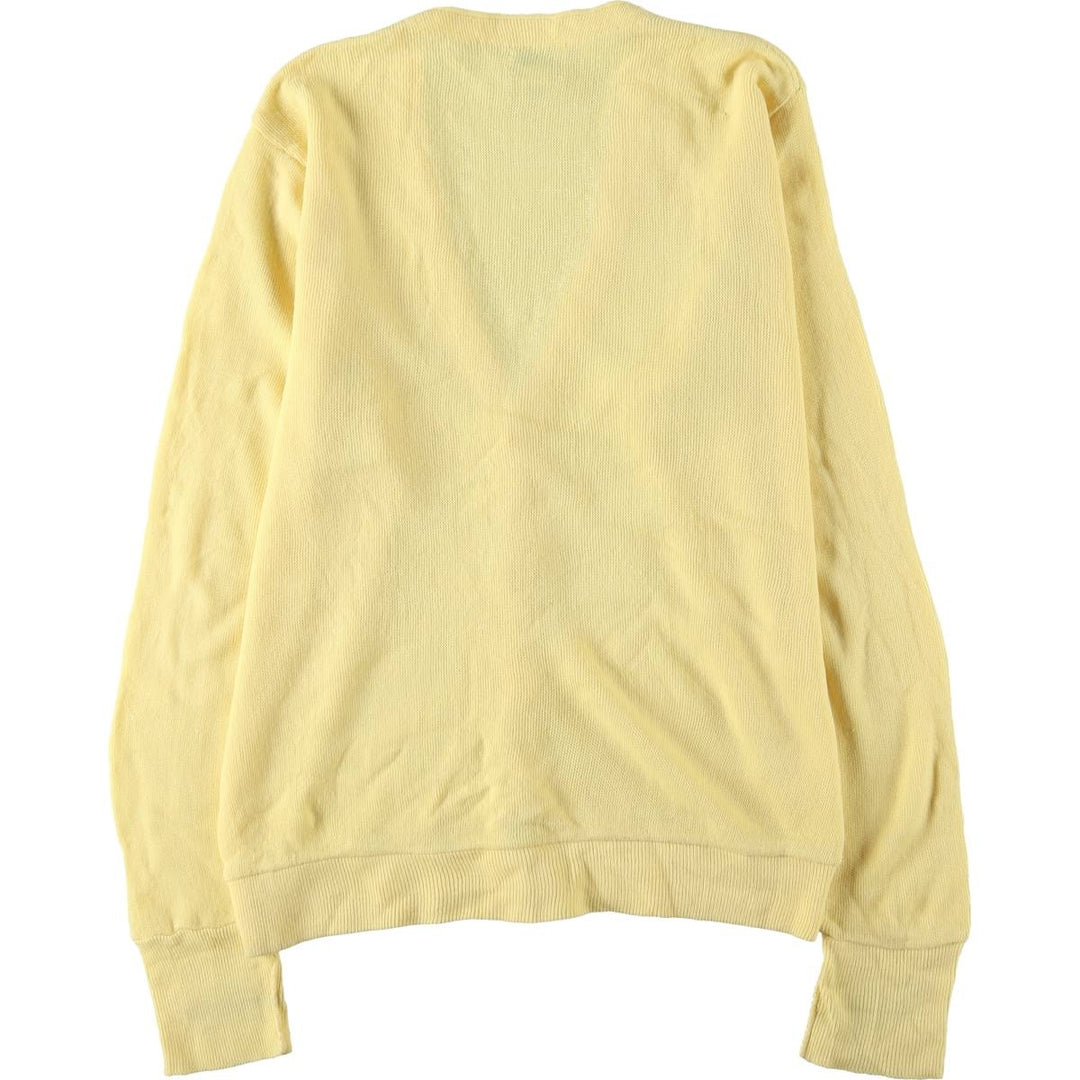 80s-90'S Lacoste IZOD Acrylic Knit Cardigan Made in USA Men's S Size Vintage acrylic lemon yellow Vintage Second Hand