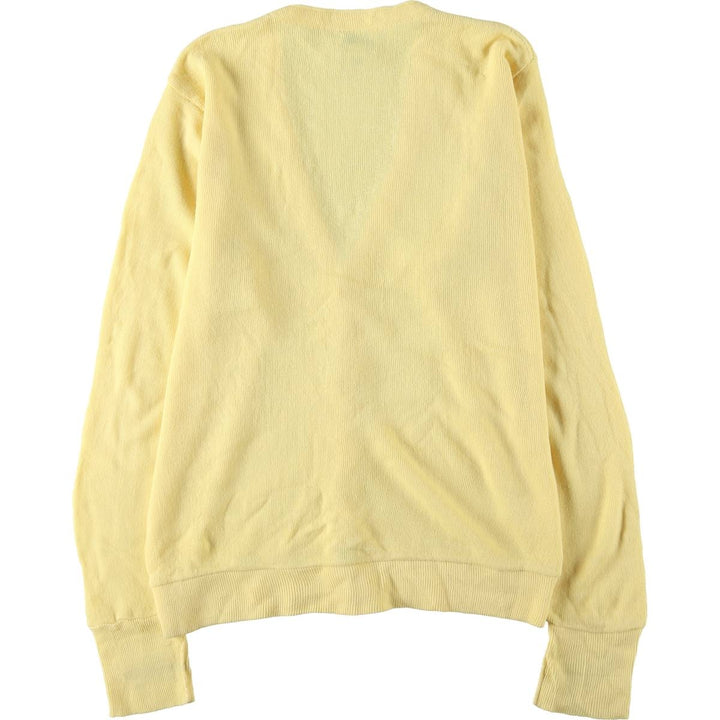 80s-90'S Lacoste IZOD Acrylic Knit Cardigan Made in USA Men's S Size Vintage acrylic lemon yellow Vintage Second Hand
