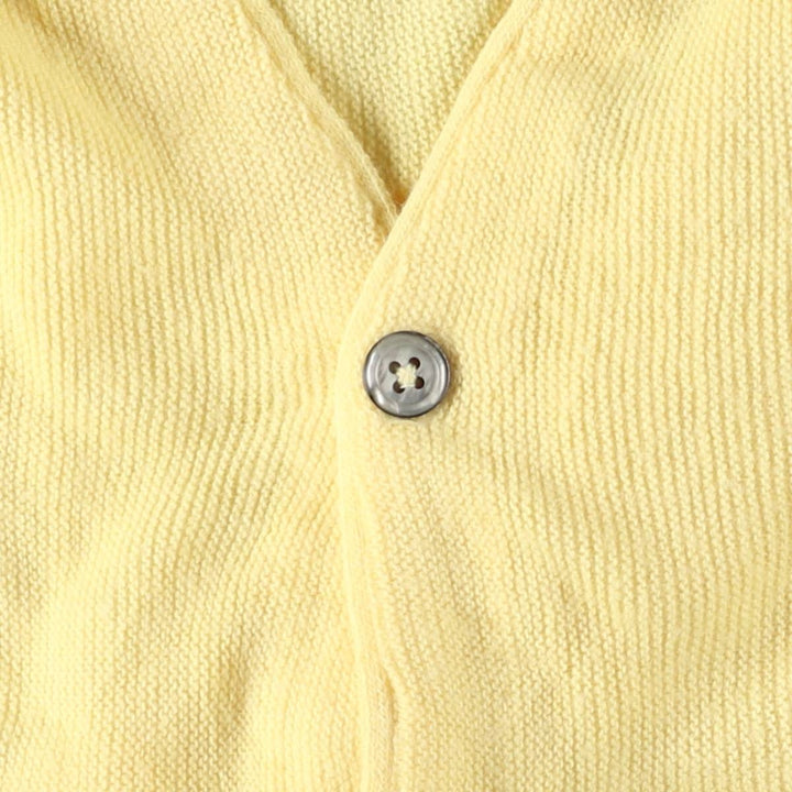 80s-90'S Lacoste IZOD Acrylic Knit Cardigan Made in USA Men's S Size Vintage acrylic lemon yellow Vintage Second Hand