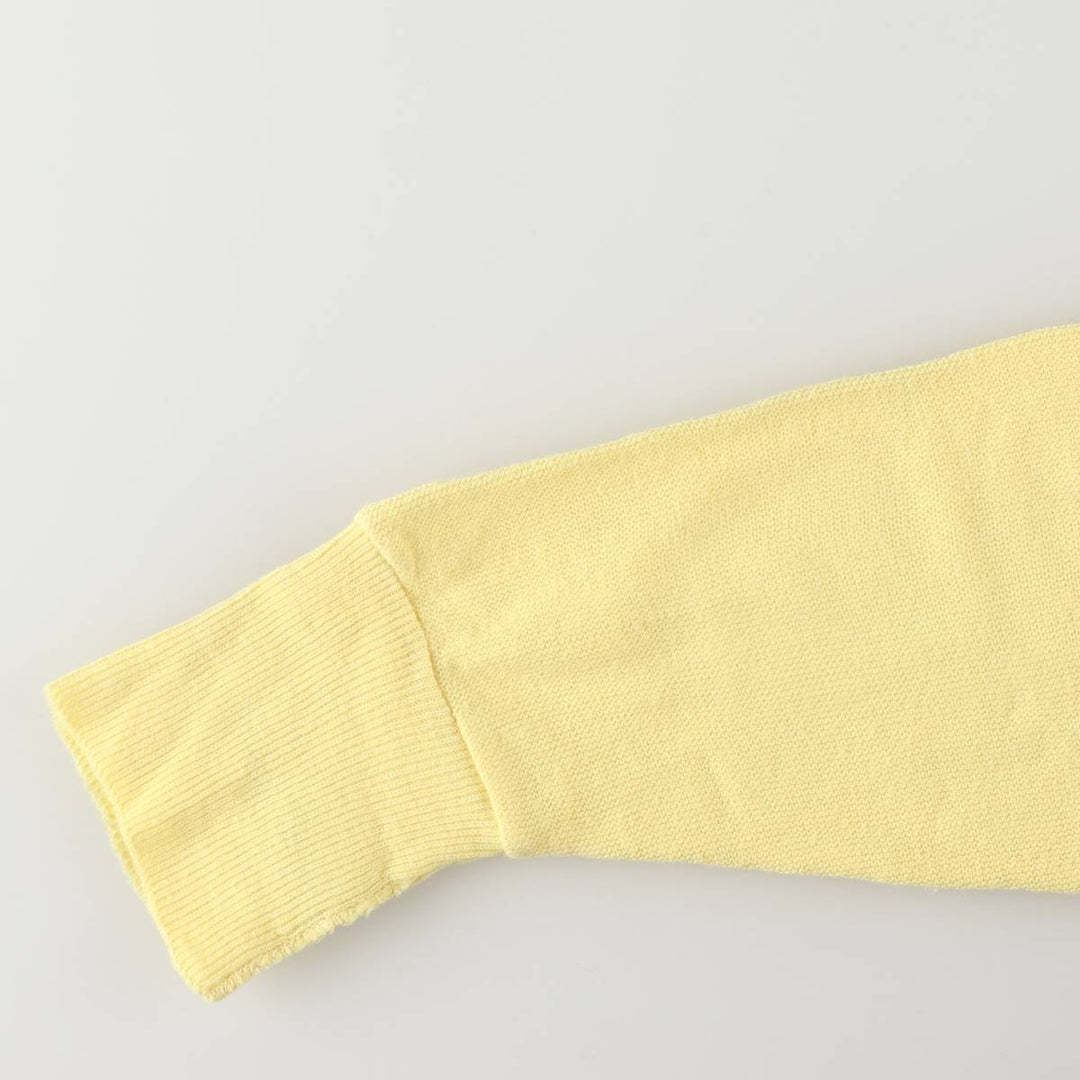 80s-90'S Lacoste IZOD Acrylic Knit Cardigan Made in USA Men's S Size Vintage acrylic lemon yellow Vintage Second Hand