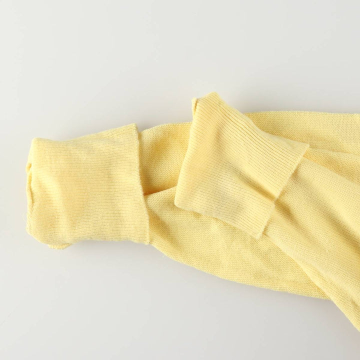80s-90'S Lacoste IZOD Acrylic Knit Cardigan Made in USA Men's S Size Vintage acrylic lemon yellow Vintage Second Hand