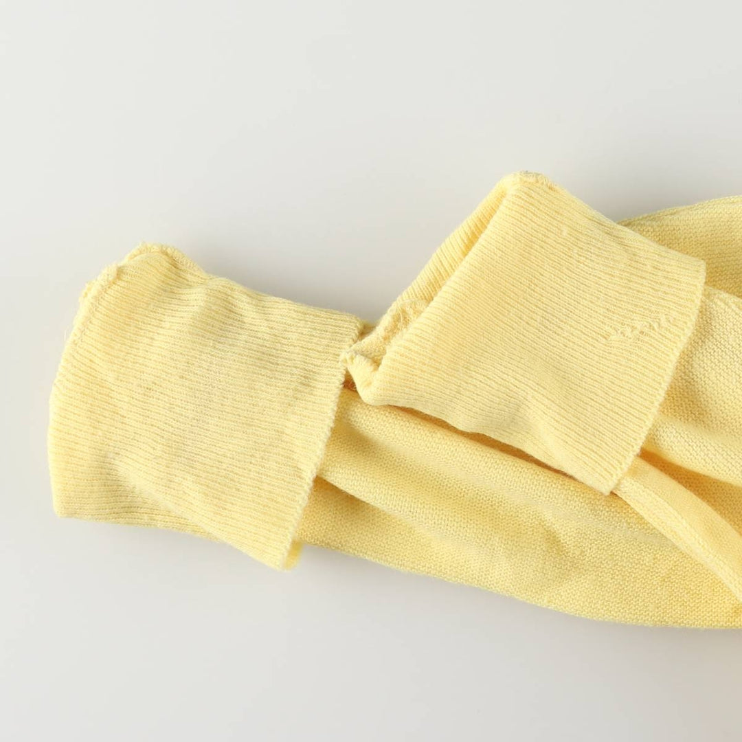 80s-90'S Lacoste IZOD Acrylic Knit Cardigan Made in USA Men's S Size Vintage acrylic lemon yellow Vintage Second Hand