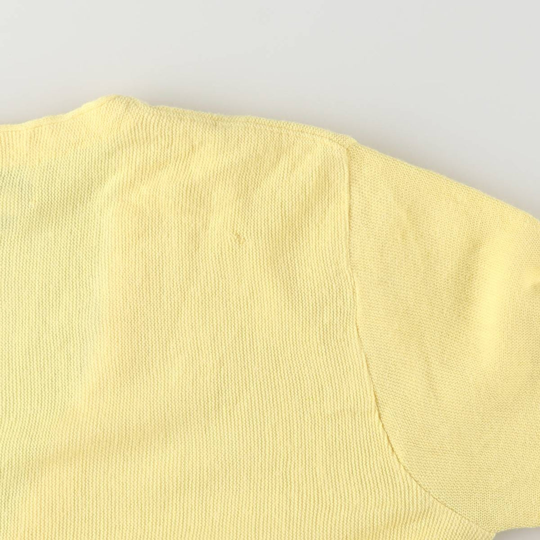 80s-90'S Lacoste IZOD Acrylic Knit Cardigan Made in USA Men's S Size Vintage acrylic lemon yellow Vintage Second Hand