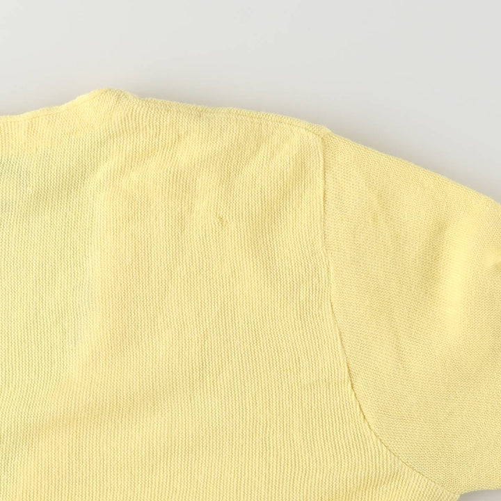 80s-90'S Lacoste IZOD Acrylic Knit Cardigan Made in USA Men's S Size Vintage acrylic lemon yellow Vintage Second Hand