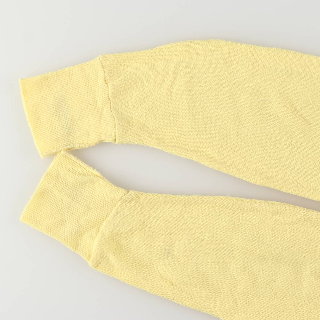 80s-90'S Lacoste IZOD Acrylic Knit Cardigan Made in USA Men's S Size Vintage acrylic lemon yellow Vintage Second Hand