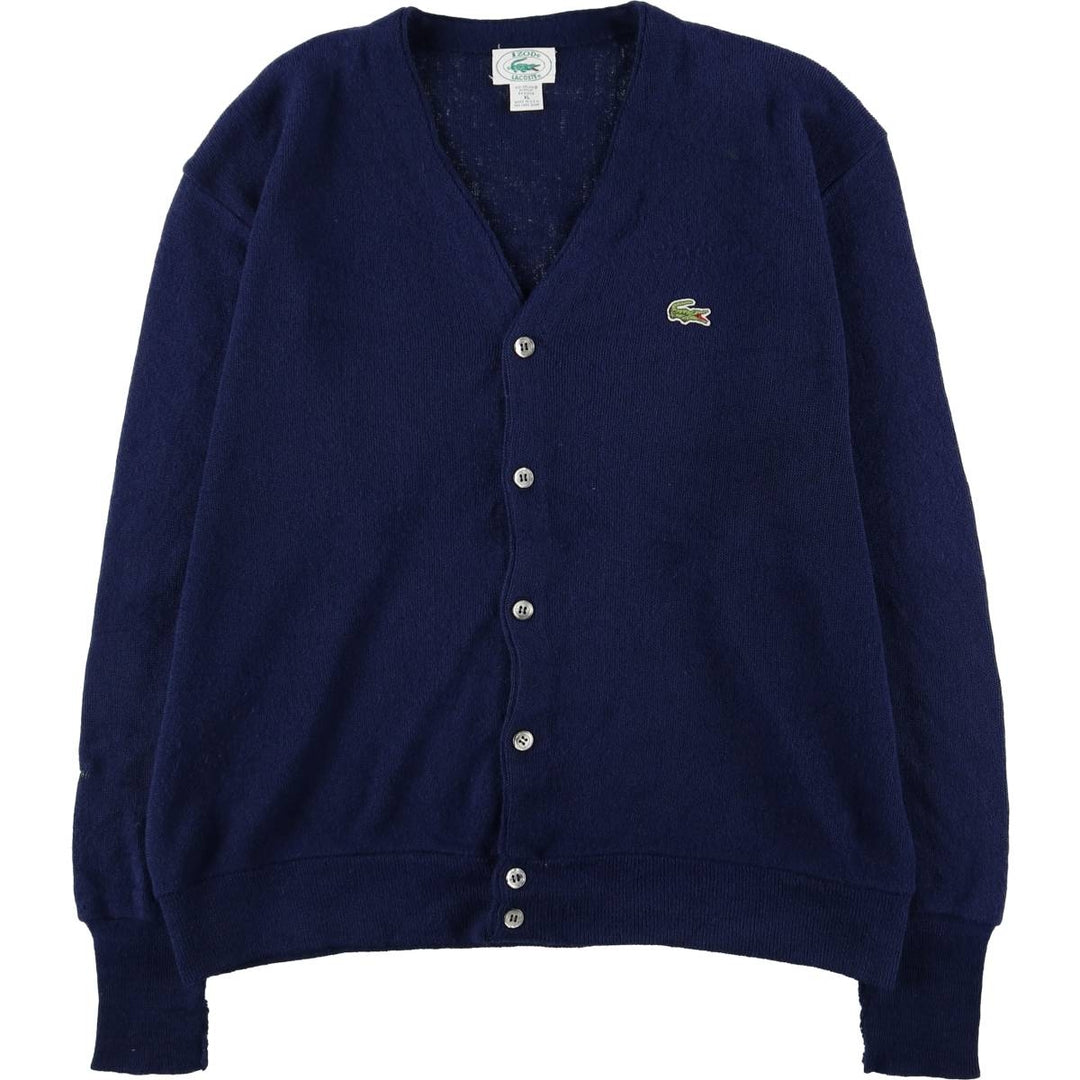 80s-90'S Lacoste IZOD Acrylic Knit Cardigan Made in USA Men's XL Vintage Oron Acrylic navy blue type Vintage Second Hand