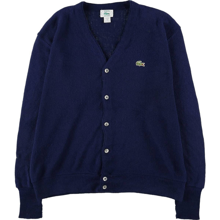 80s-90'S Lacoste IZOD Acrylic Knit Cardigan Made in USA Men's XL Vintage Oron Acrylic navy blue type Vintage Second Hand