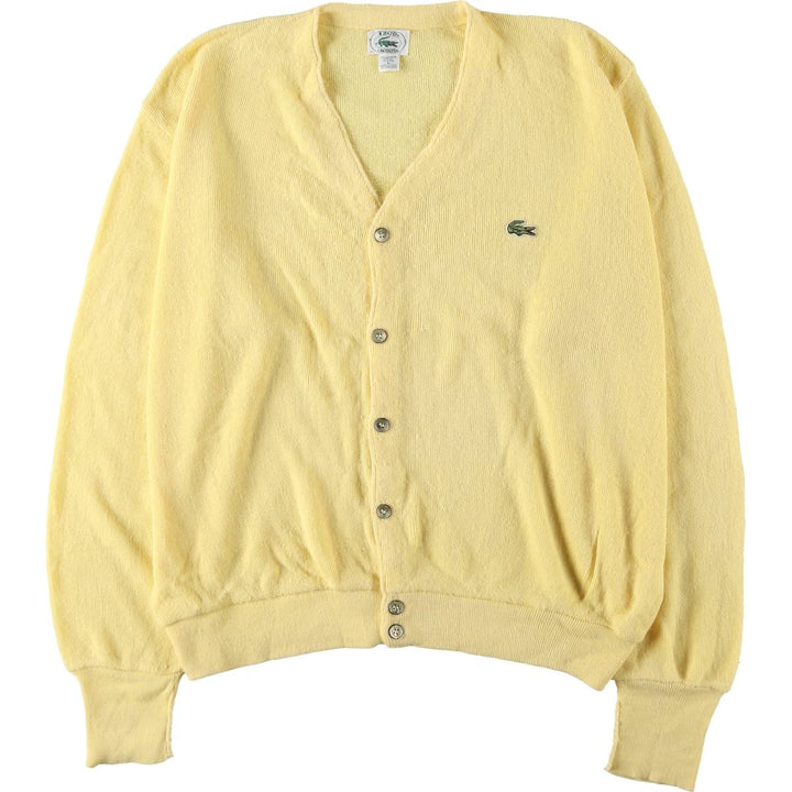 80s-90'S Lacoste IZOD Acrylic Knit Cardigan Made in USA Men's L Size Vintage acrylic lemon yellow Vintage Second Hand