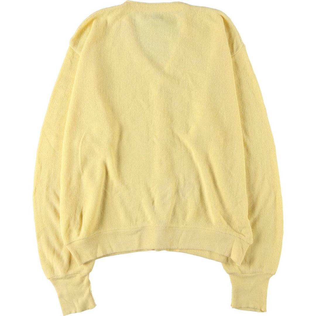 80s-90'S Lacoste IZOD Acrylic Knit Cardigan Made in USA Men's L Size Vintage acrylic lemon yellow Vintage Second Hand