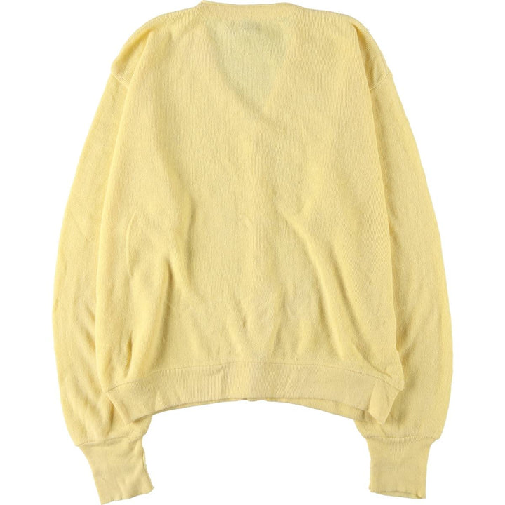 80s-90'S Lacoste IZOD Acrylic Knit Cardigan Made in USA Men's L Size Vintage acrylic lemon yellow Vintage Second Hand