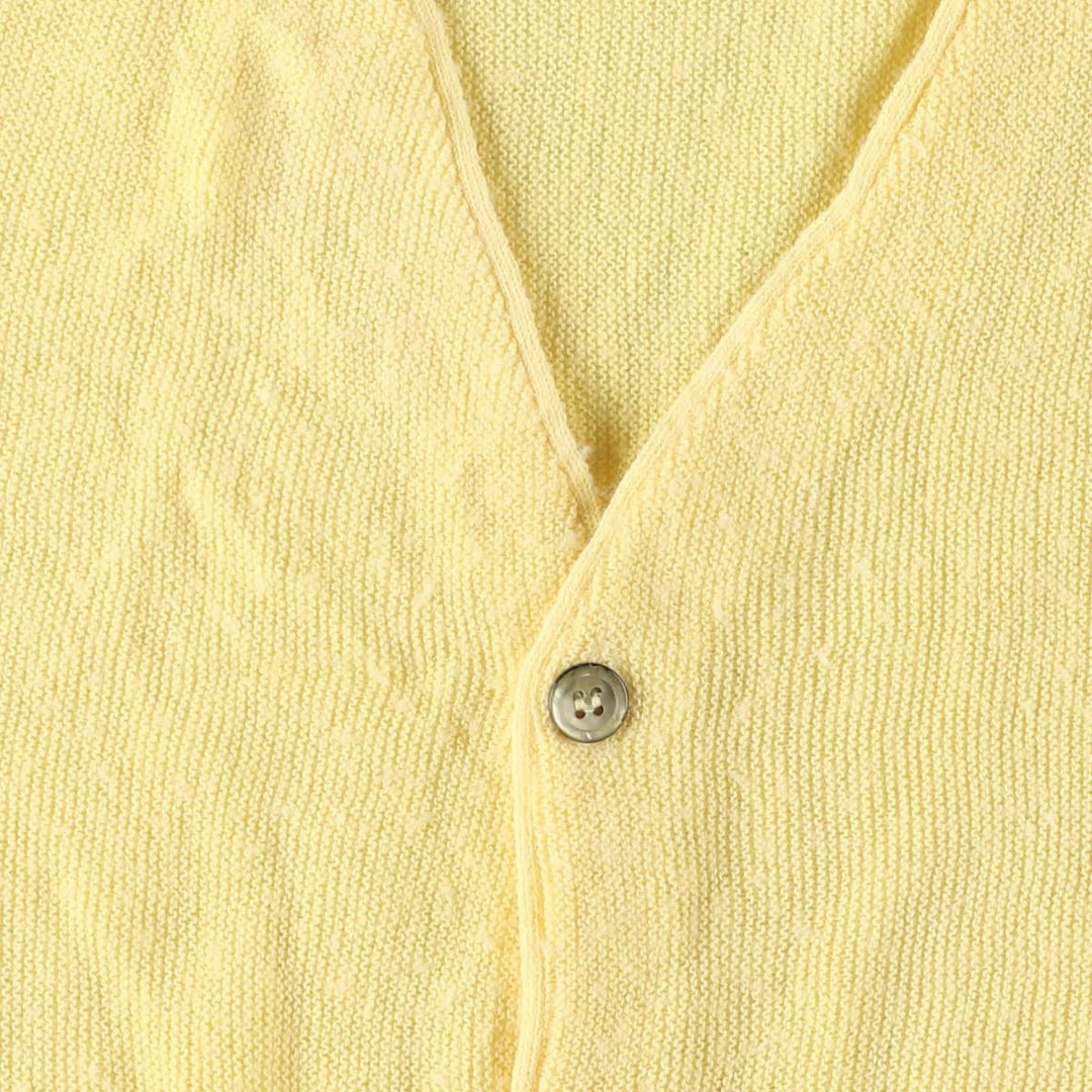 80s-90'S Lacoste IZOD Acrylic Knit Cardigan Made in USA Men's L Size Vintage acrylic lemon yellow Vintage Second Hand