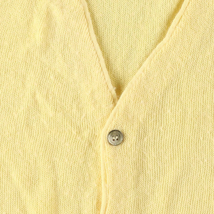 80s-90'S Lacoste IZOD Acrylic Knit Cardigan Made in USA Men's L Size Vintage acrylic lemon yellow Vintage Second Hand