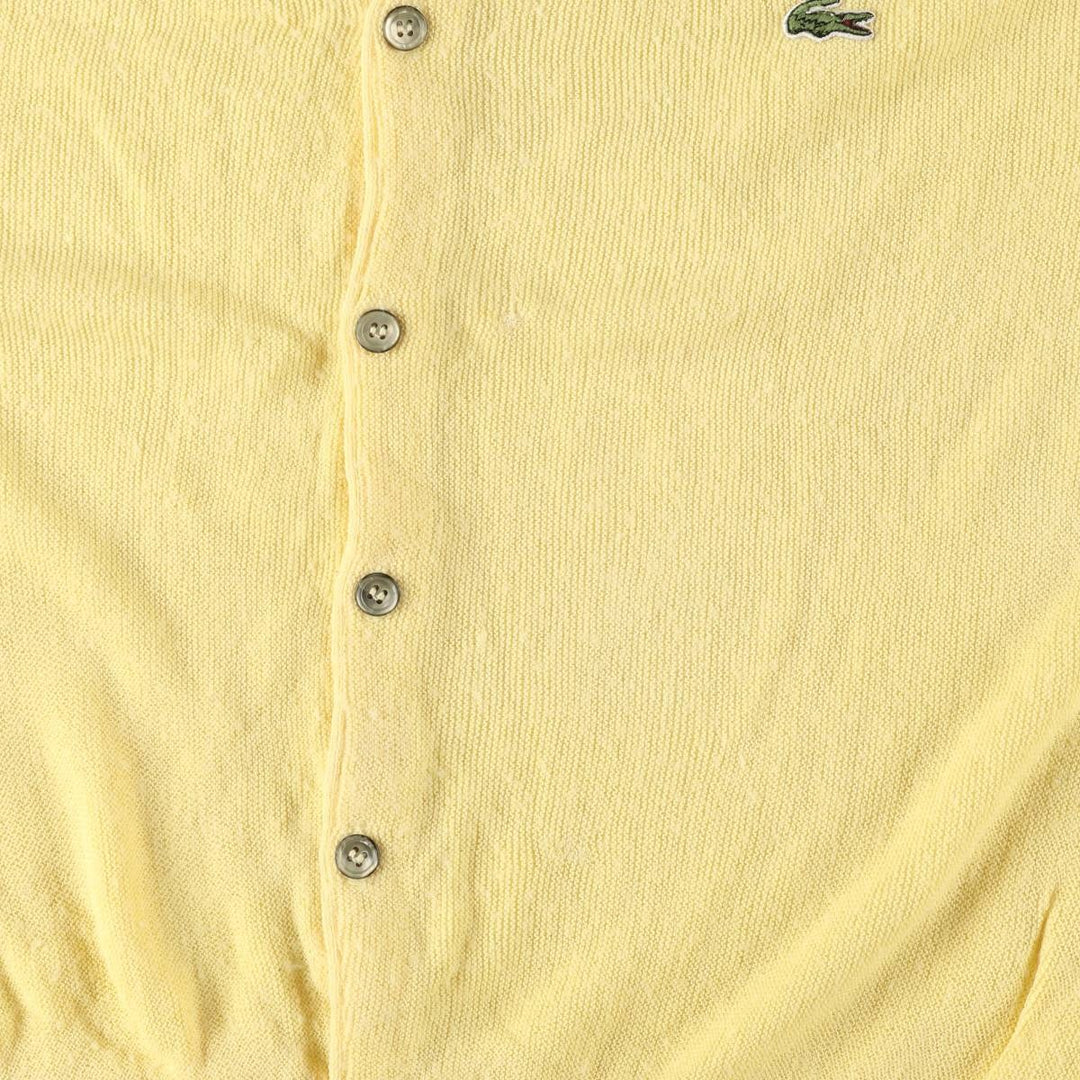 80s-90'S Lacoste IZOD Acrylic Knit Cardigan Made in USA Men's L Size Vintage acrylic lemon yellow Vintage Second Hand