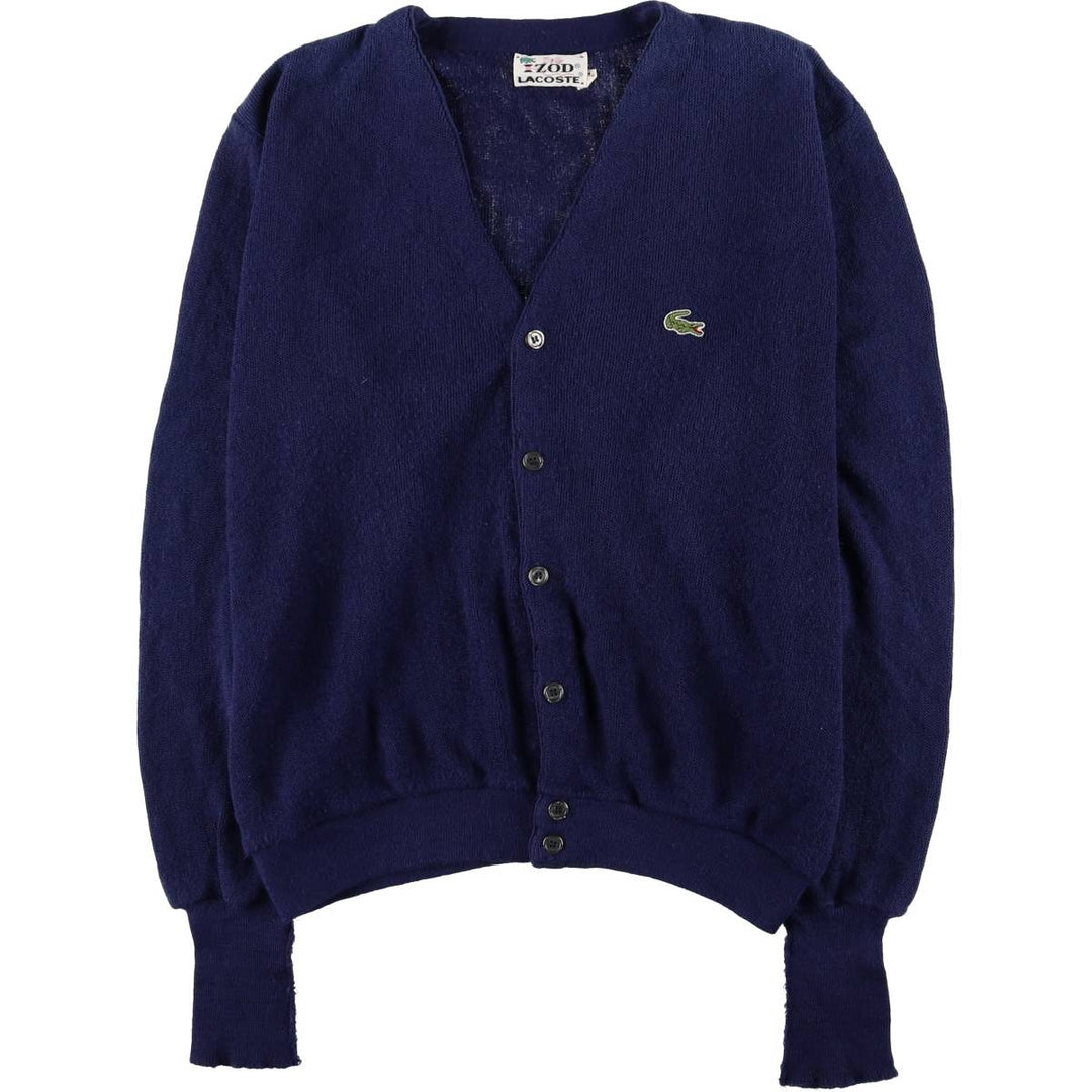 70'S Lacoste IZOD acrylic knit cardigan, men's size L, vintage unclear navy blue type Vintage Second Hand