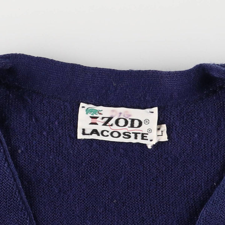 70'S Lacoste IZOD acrylic knit cardigan, men's size L, vintage unclear navy blue type Vintage Second Hand