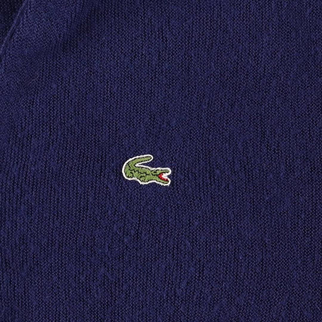 70'S Lacoste IZOD acrylic knit cardigan, men's size L, vintage unclear navy blue type Vintage Second Hand