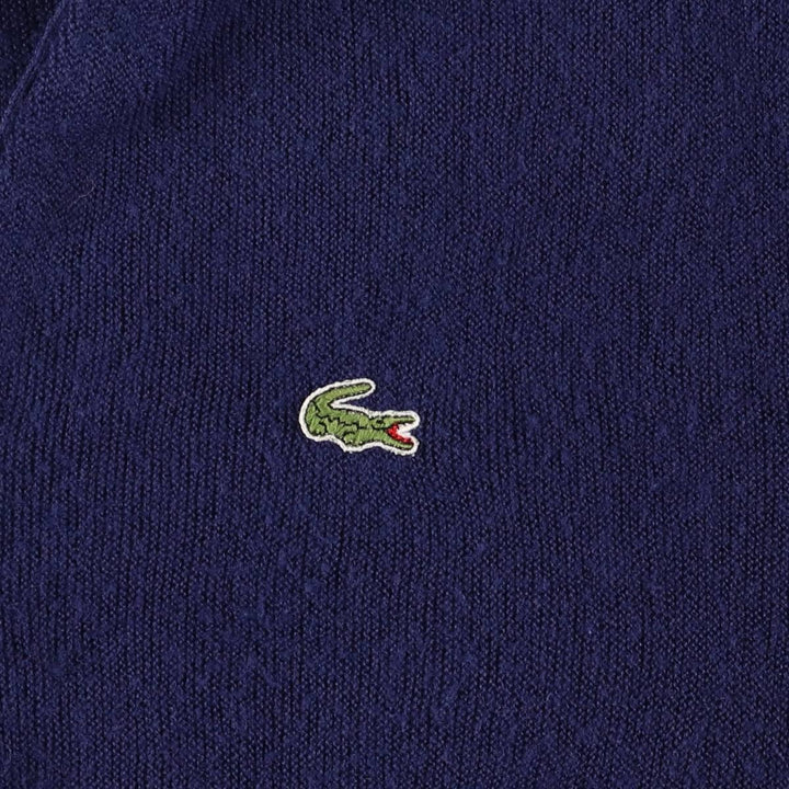 70'S Lacoste IZOD acrylic knit cardigan, men's size L, vintage unclear navy blue type Vintage Second Hand