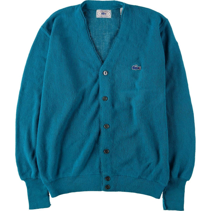 Vintage 80s-90'S Lacoste IZOD acrylic knit cardigan, men's size M Oron Acrylic turquoise blue Vintage Second Hand