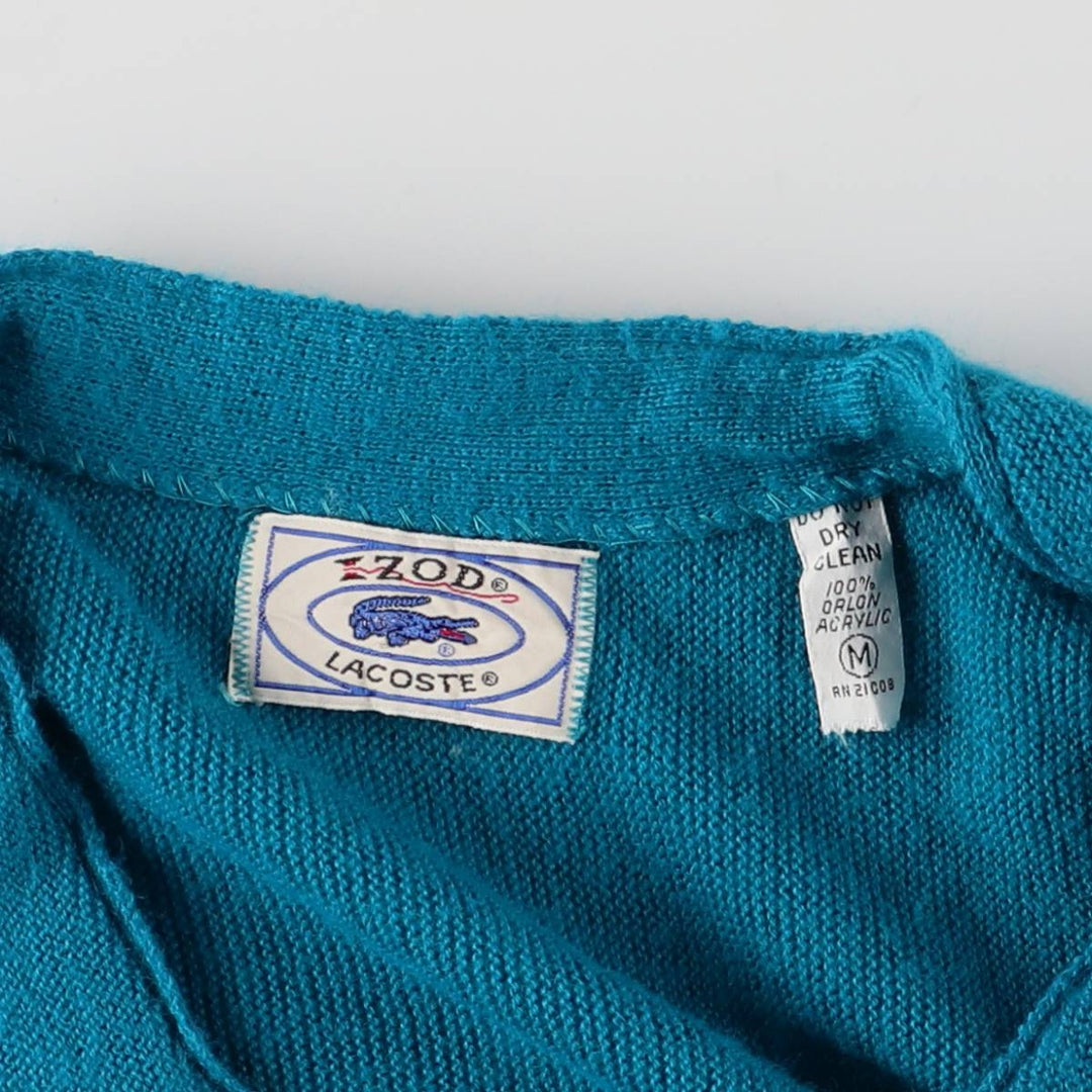 Vintage 80s-90'S Lacoste IZOD acrylic knit cardigan, men's size M Oron Acrylic turquoise blue Vintage Second Hand