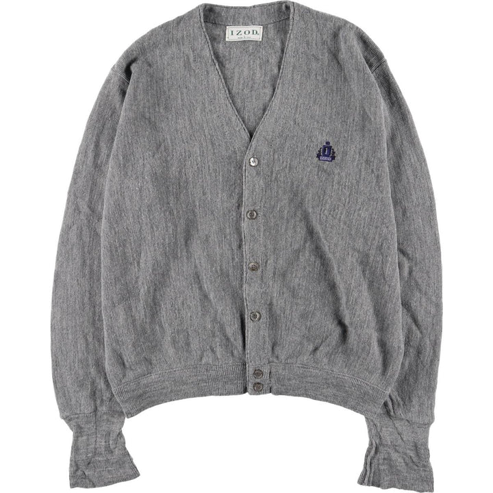90'S IZOD acrylic knit cardigan, made in the USA, men's size L, vintage acrylic gray type Vintage Second Hand