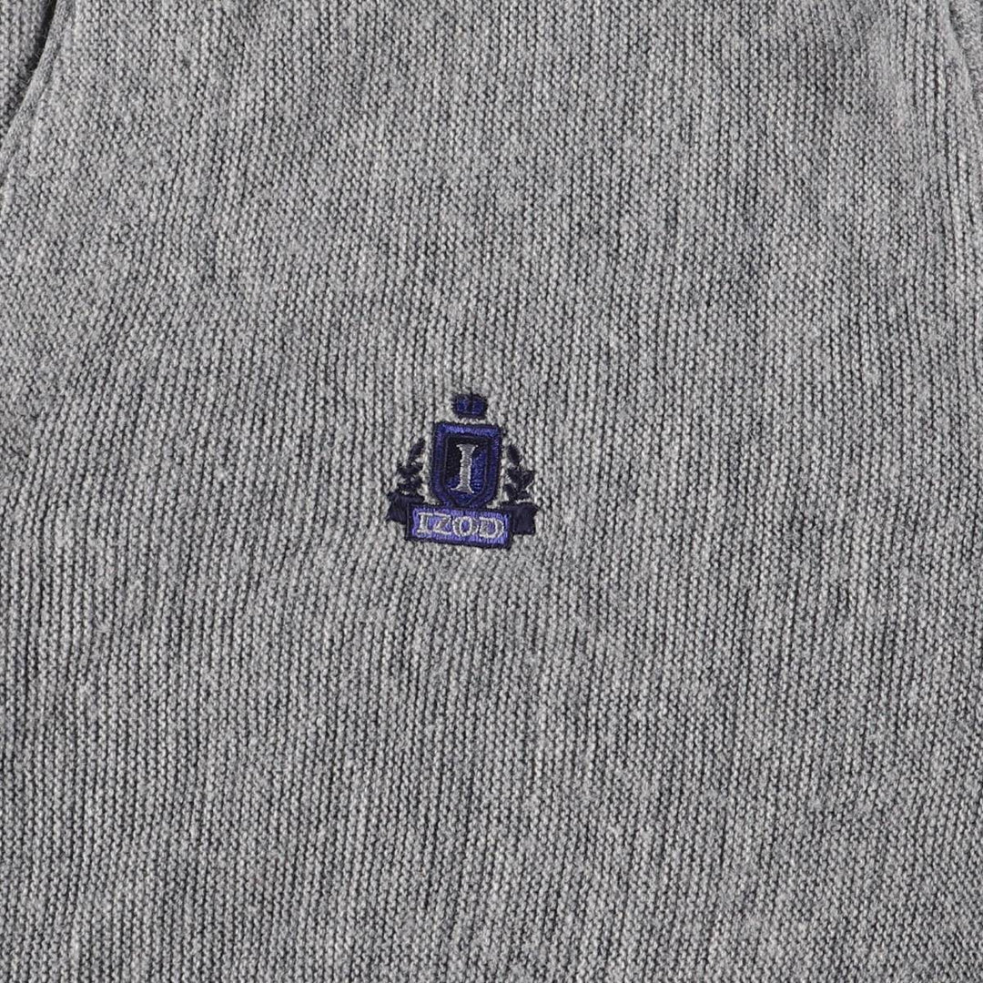 90'S IZOD acrylic knit cardigan, made in the USA, men's size L, vintage acrylic gray type Vintage Second Hand