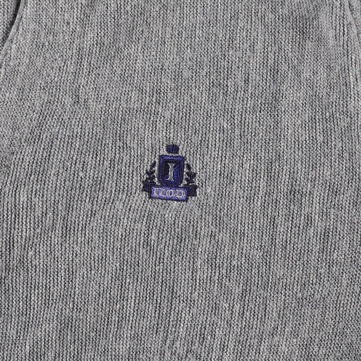 90'S IZOD acrylic knit cardigan, made in the USA, men's size L, vintage acrylic gray type Vintage Second Hand