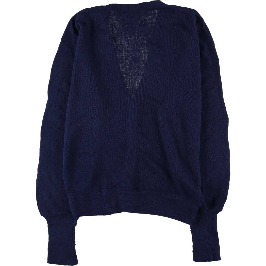 Vintage 1980'S Campus acrylic knit cardigan, made in the USA, size M, men's Oron Acrylic navy blue type Vintage Second Hand