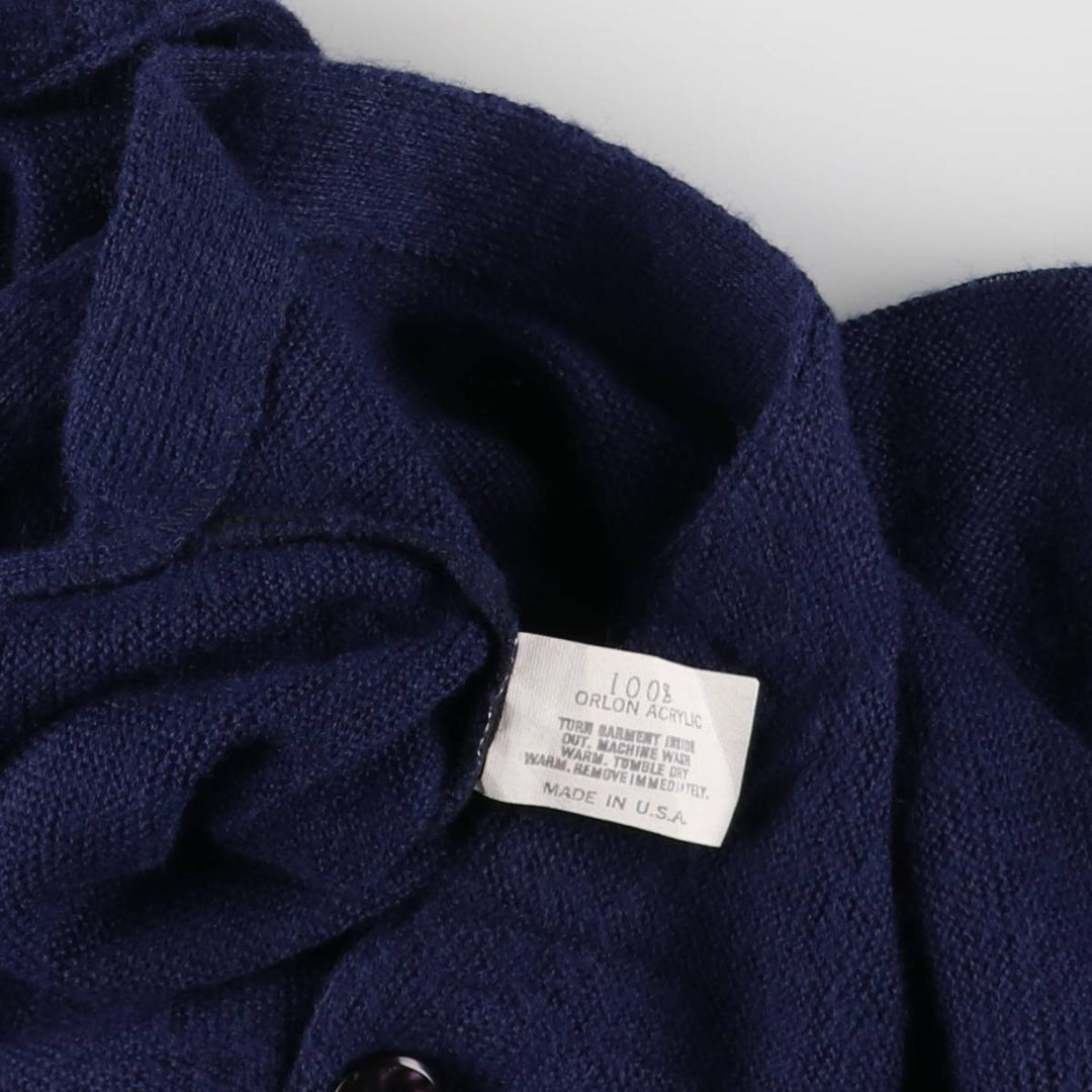 Vintage 1980'S Campus acrylic knit cardigan, made in the USA, size M, men's Oron Acrylic navy blue type Vintage Second Hand