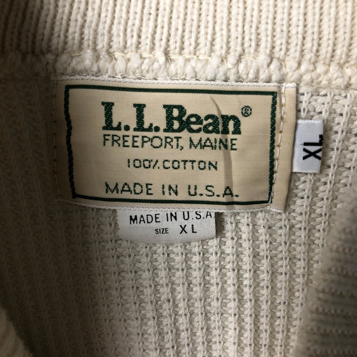 Vintage 1980'S LLBean Henley Neck Cotton Knit Sweater, Made in USA, Men's XL cotton pale white type Vintage Second Hand