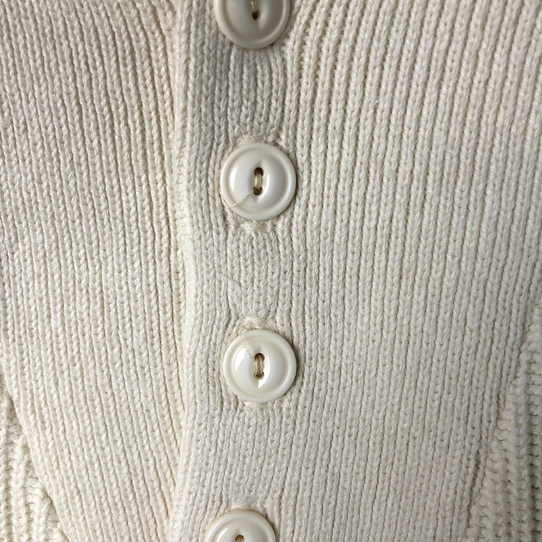 Vintage 1980'S LLBean Henley Neck Cotton Knit Sweater, Made in USA, Men's XL cotton pale white type Vintage Second Hand