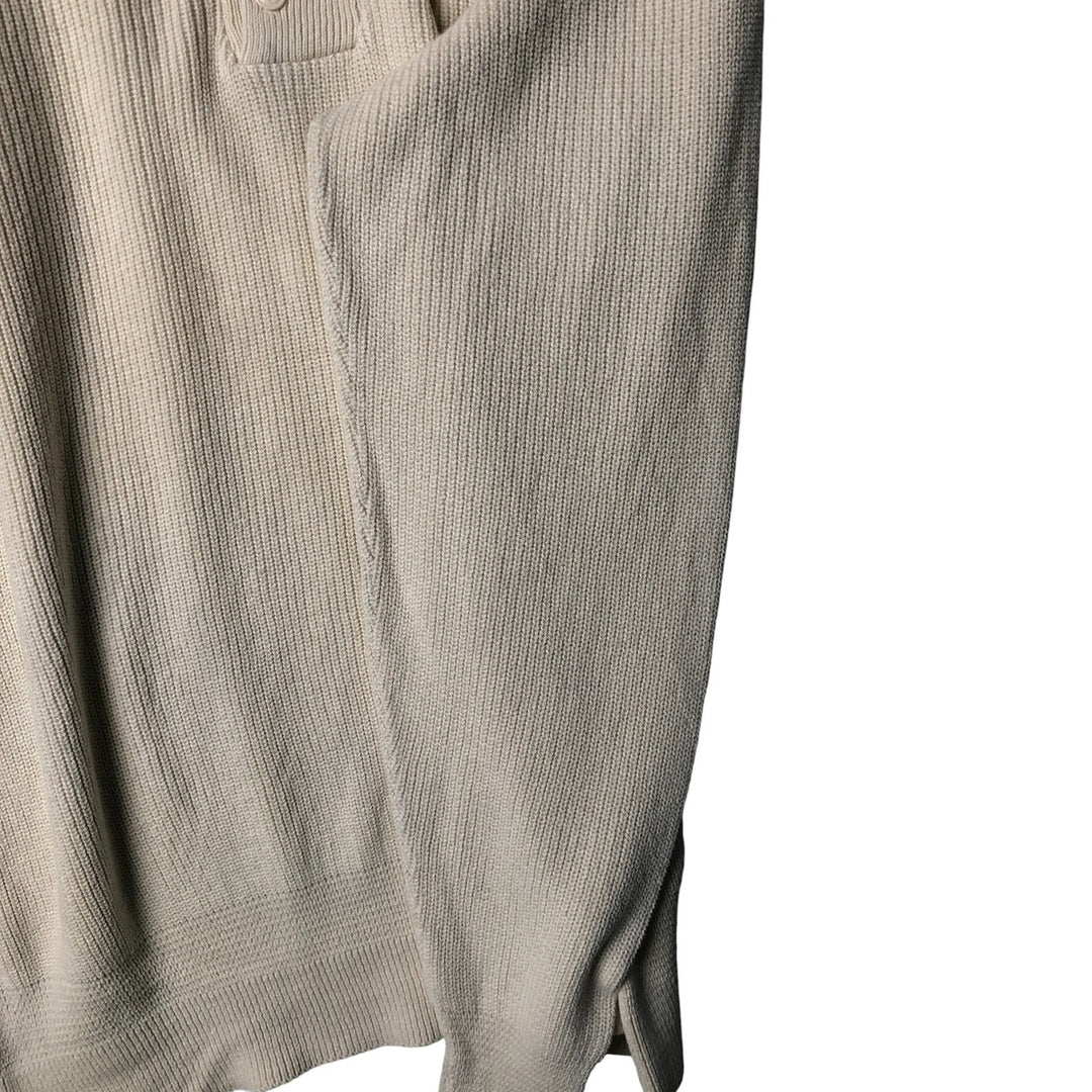 Vintage 1980'S LLBean Henley Neck Cotton Knit Sweater, Made in USA, Men's XL cotton pale white type Vintage Second Hand