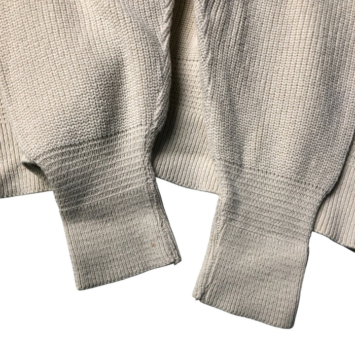 Vintage 1980'S LLBean Henley Neck Cotton Knit Sweater, Made in USA, Men's XL cotton pale white type Vintage Second Hand