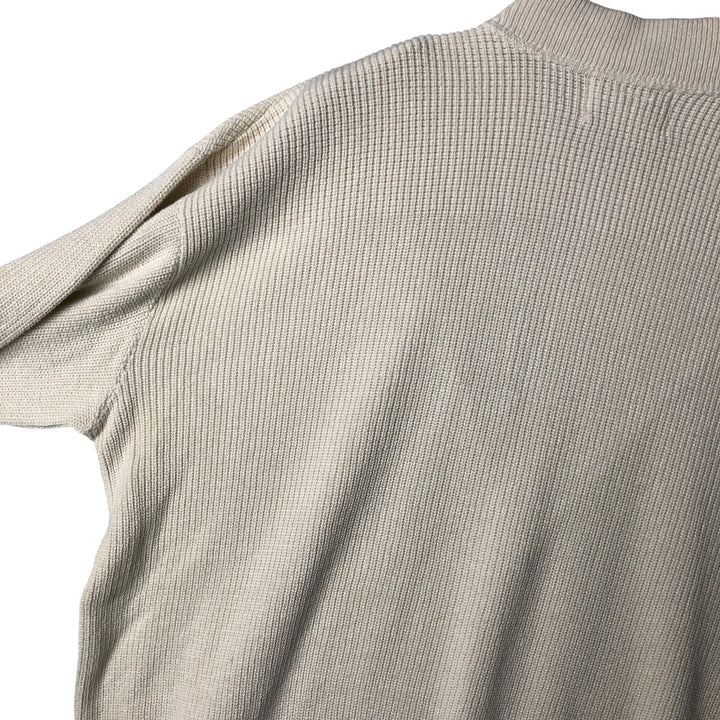 Vintage 1980'S LLBean Henley Neck Cotton Knit Sweater, Made in USA, Men's XL cotton pale white type Vintage Second Hand
