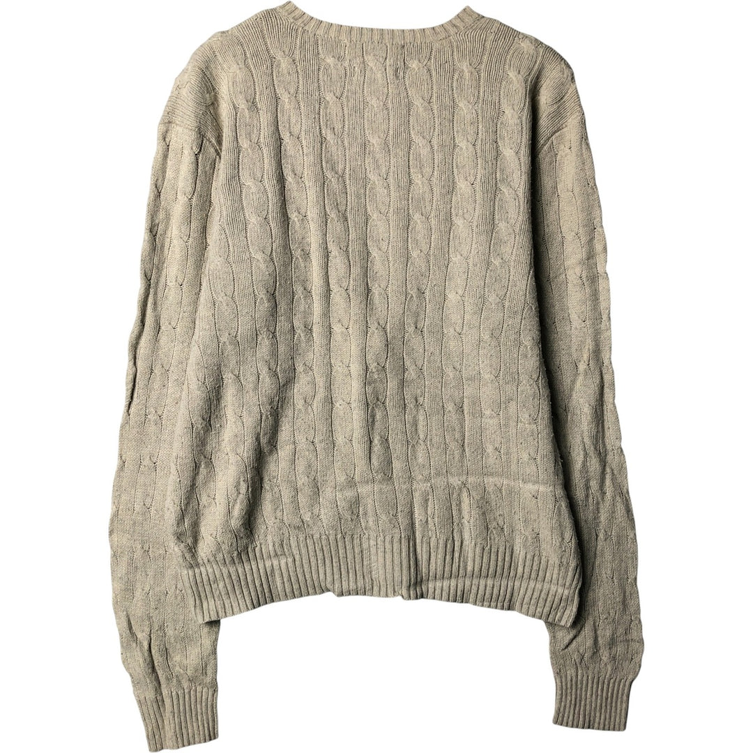 Ralph Lauren POLO by Ralph Lauren cable knit V-neck silk knit sweater, men's size M silk gray type Vintage Second Hand