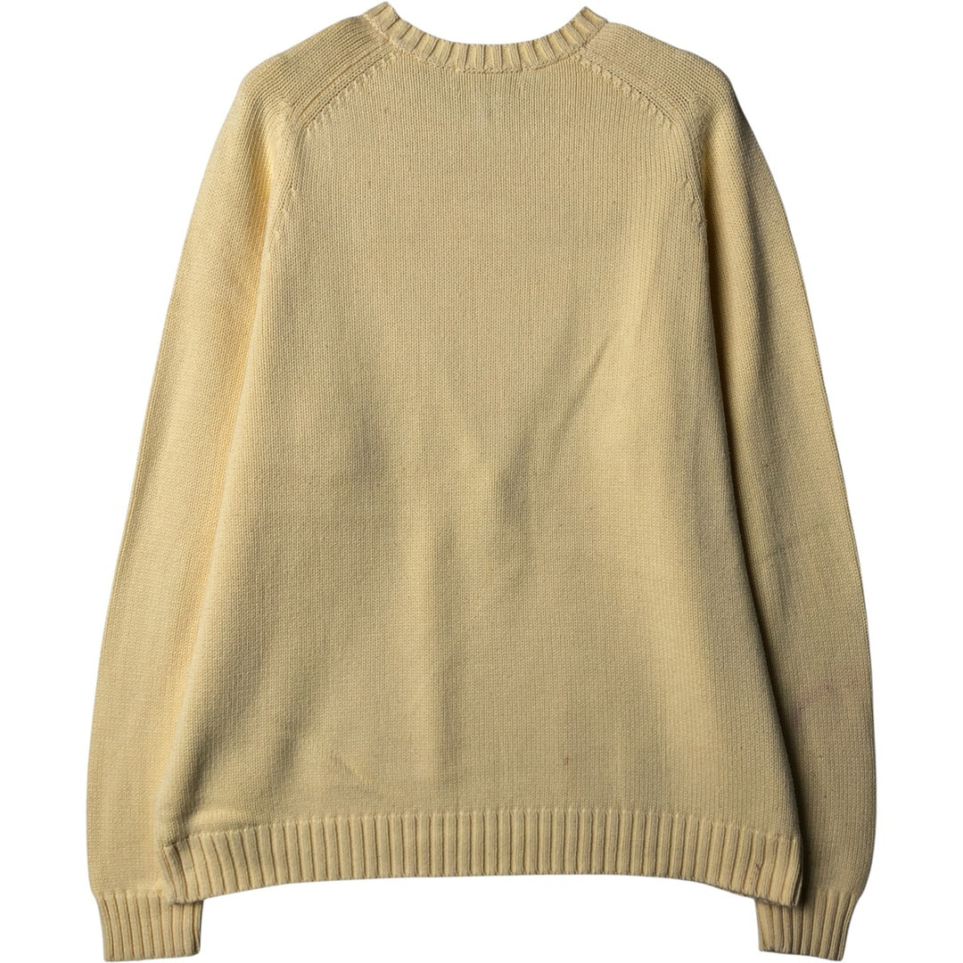 00'S LANDS' END cotton knit sweater, men's size L cotton yellow type Vintage Second Hand