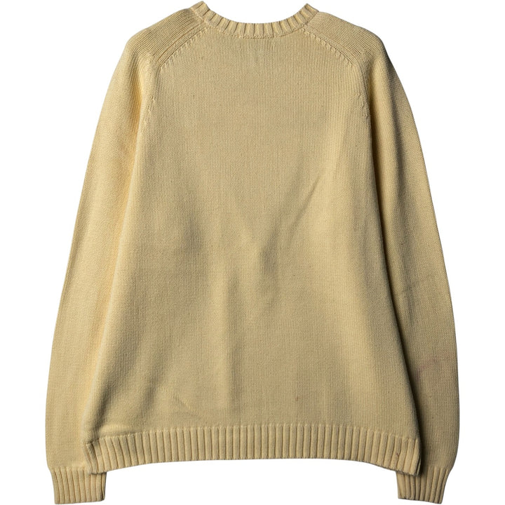 00'S LANDS' END cotton knit sweater, men's size L cotton yellow type Vintage Second Hand