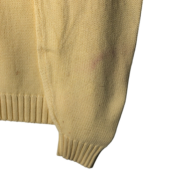 00'S LANDS' END cotton knit sweater, men's size L cotton yellow type Vintage Second Hand