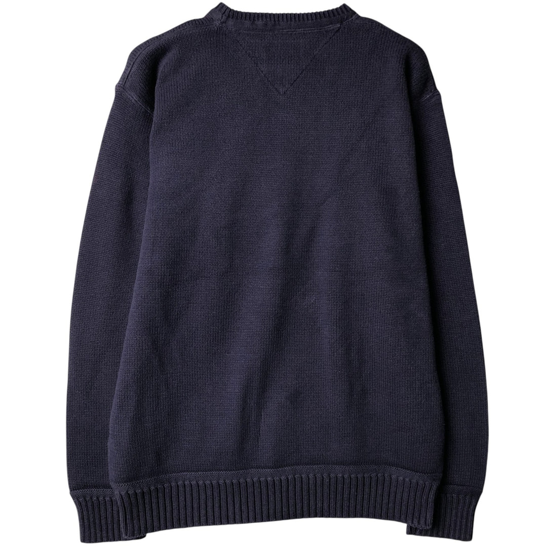 Vintage 90'S Tommy Hilfiger cotton knit sweater, size M, men's cotton navy blue type Vintage Second Hand