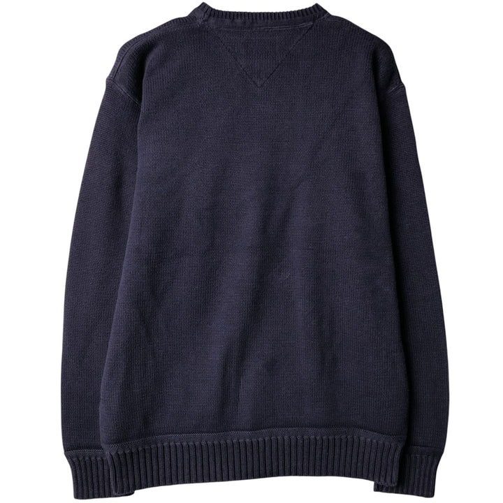 Vintage 90'S Tommy Hilfiger cotton knit sweater, size M, men's cotton navy blue type Vintage Second Hand