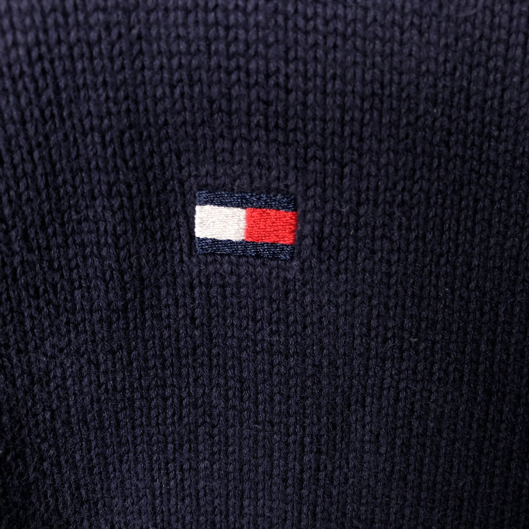 Vintage 90'S Tommy Hilfiger cotton knit sweater, size M, men's cotton navy blue type Vintage Second Hand